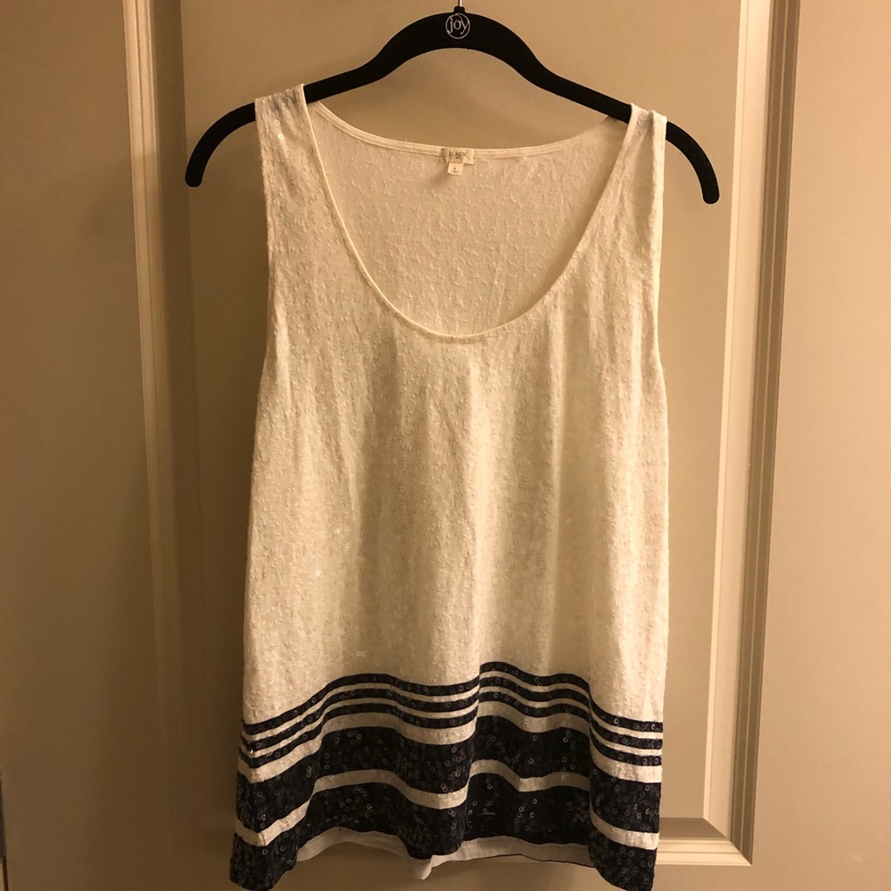 JCrew striped sequin tank SZ L EUC